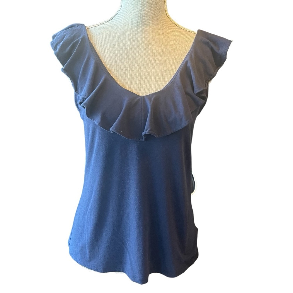 Lilly Pulitzer Navy Sleeveless Ruffle Top. Size S